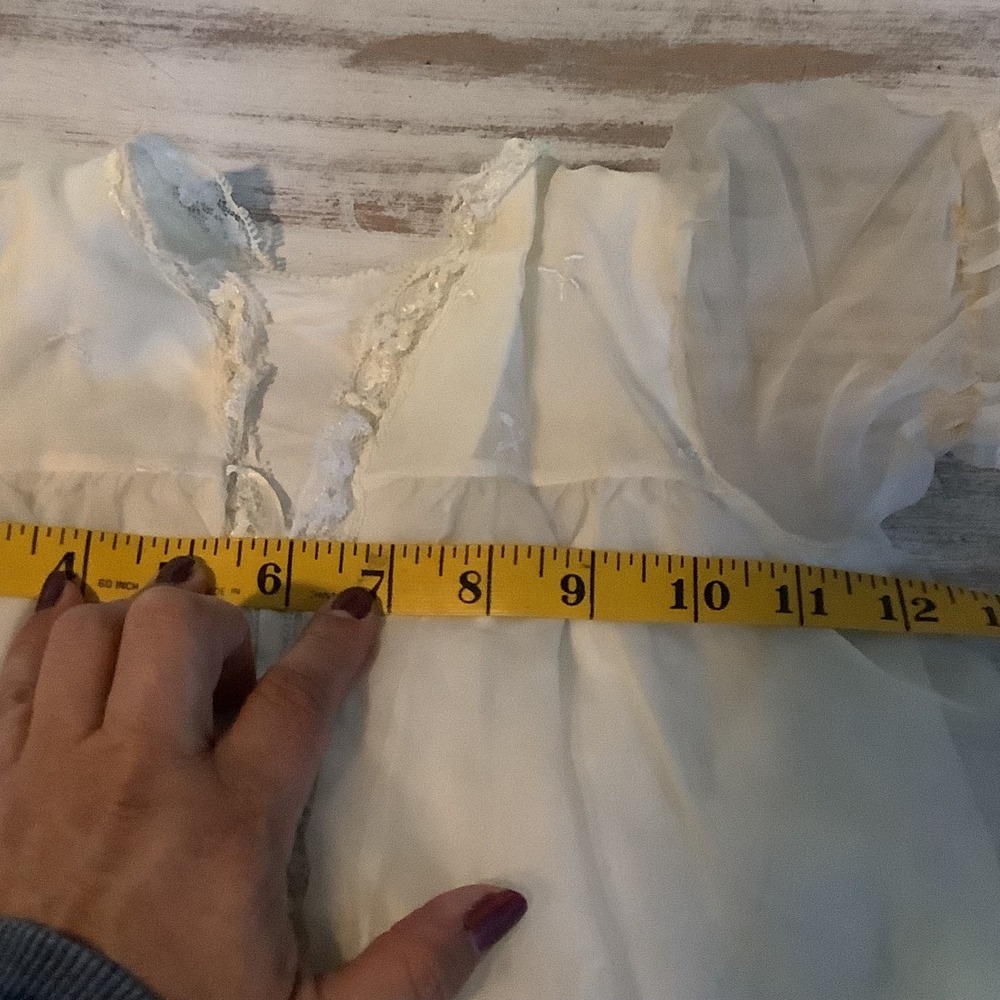VTG White Lace & Organza Baby Girls Christening Baptism Gown Floral Embroidery - Picture 4 of 11